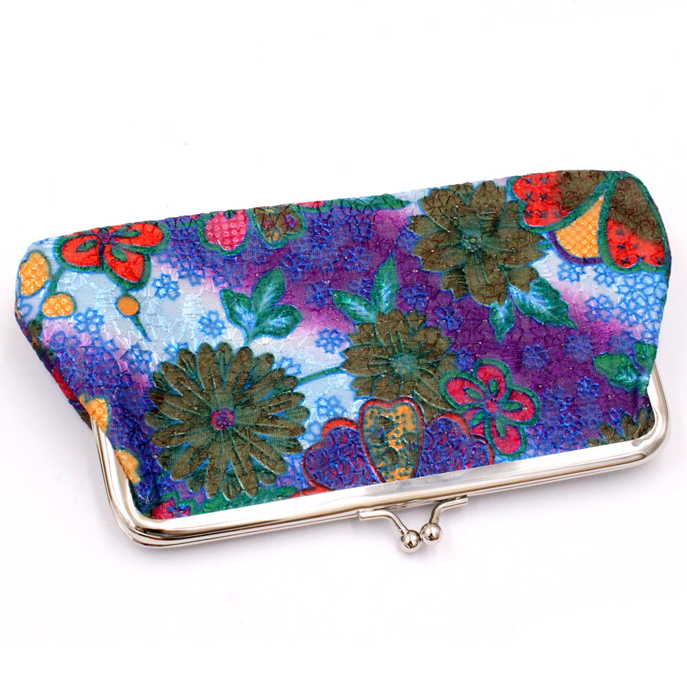 Women's Fashion Embroidery Long Fabric Clutch Ten Ladies Wallets