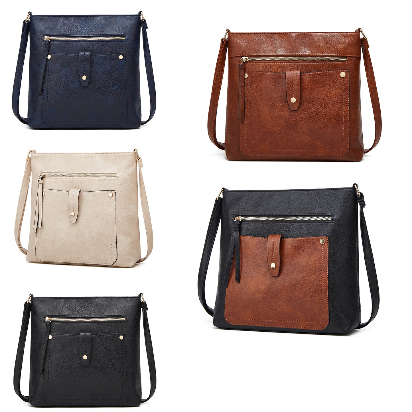 Women's Retro Style Color Contrast Patchwork Mouth Crossbody Bags