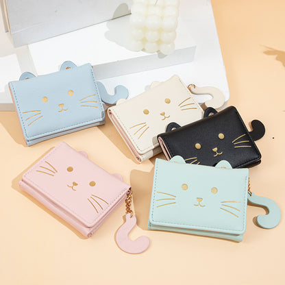 Women's Short Cute Fresh Cat Multiple Ladies Wallets