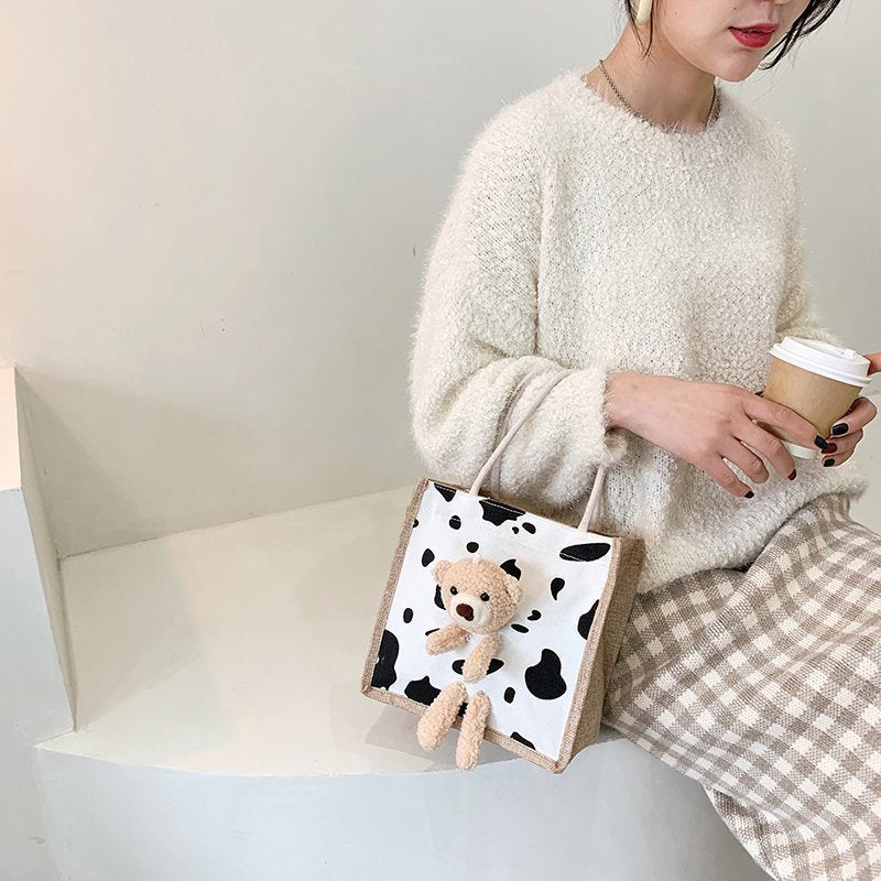 Women's Bear Trendy Cute Fashion Tide Cloth Handbags