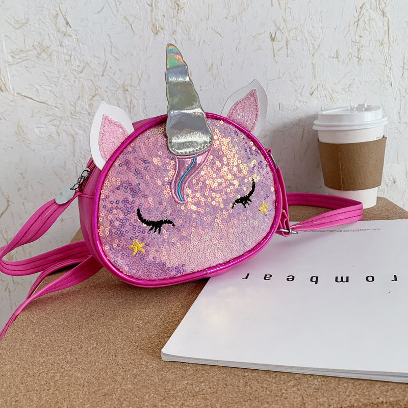 Children's Colorful Shiny Unicorn Cute Cartoon Stylish Children's Shoulder Bags