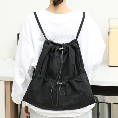 Canvas Fashion Drawstring Pleated Nylon Large Backpacks