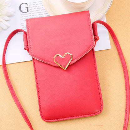 Fashion Transparent Touch Screen Mobile Female Retro Solid Phone Bags