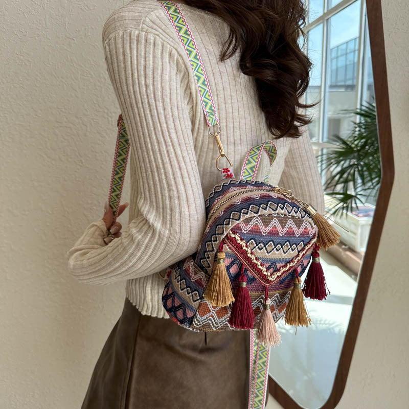 Women's Trendy Lightweight National Style Tassel Simple Backpacks