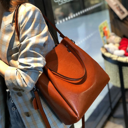 Women's Cow Leather Versatile Commuter Genuine High-grade Bags