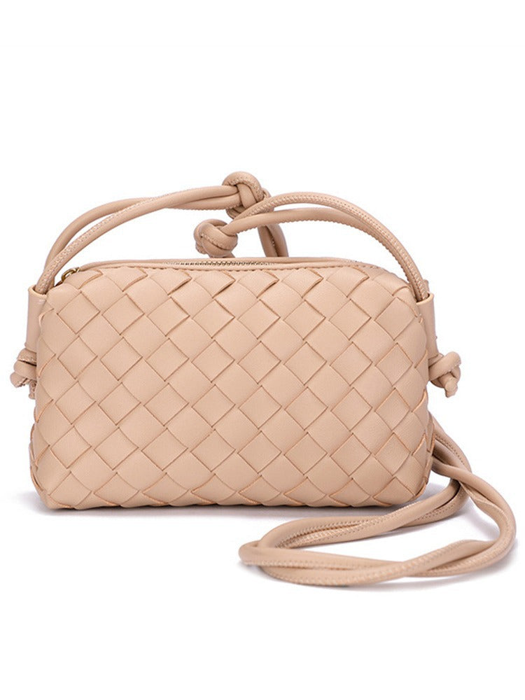 Women's Woven Knotted Zipper Large Capacity Crossbody Bags