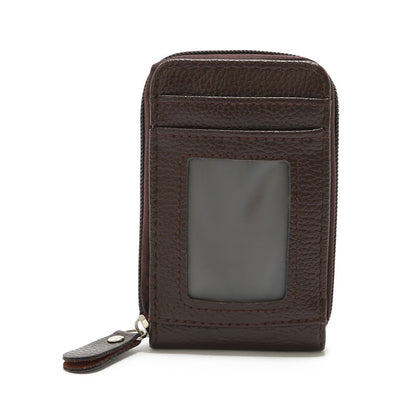 Women's Korean Style Short Oily Leather Expanding Card Holder