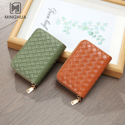 Women's Woven Short Simple Winter Pattern Zipper Ladies Wallets