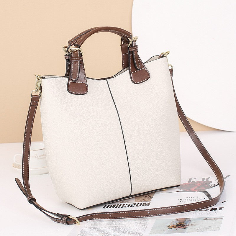 Women's Top Layer Cowhide Bucket Premium Commute Large Handbags