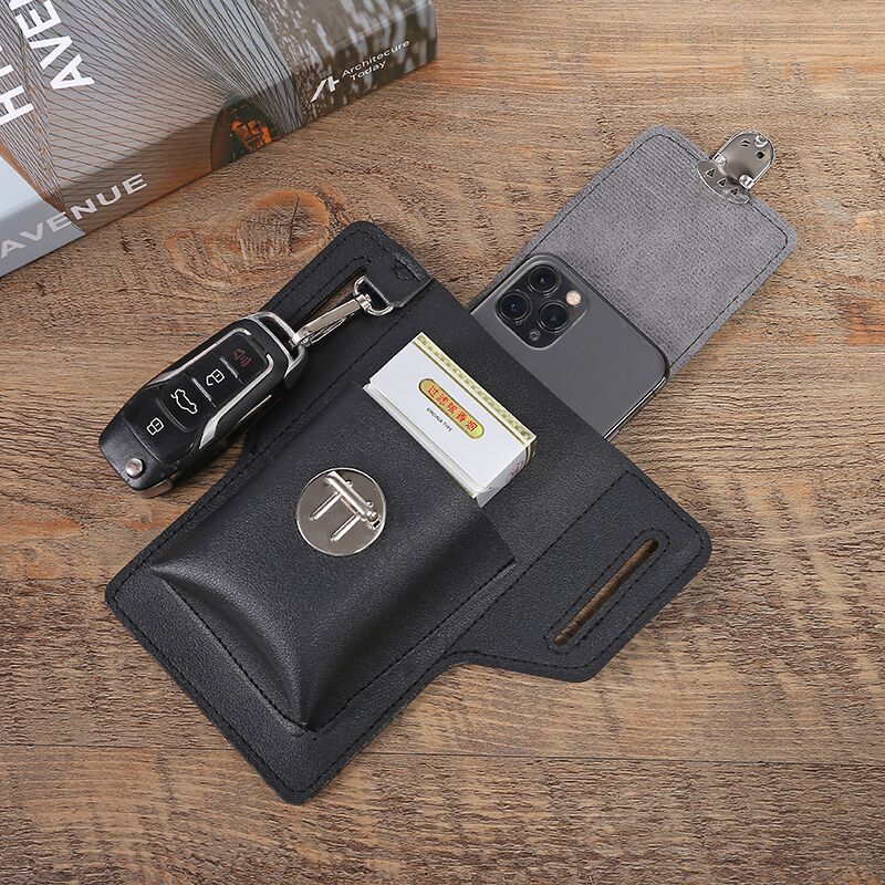 Men's Portable Simple Single Layer Leather Cigarette Men's Waist Packs