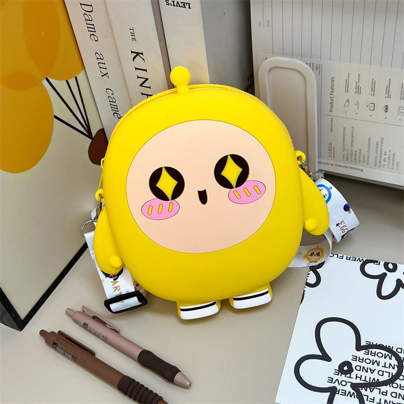 Poupée d'oeuf de dessin animé pour enfants en silicone mignon rangement porte-monnaie pour enfants