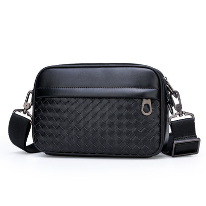 Men's Check Pattern Korean Style Leather Fashion Men's Messenger Bags