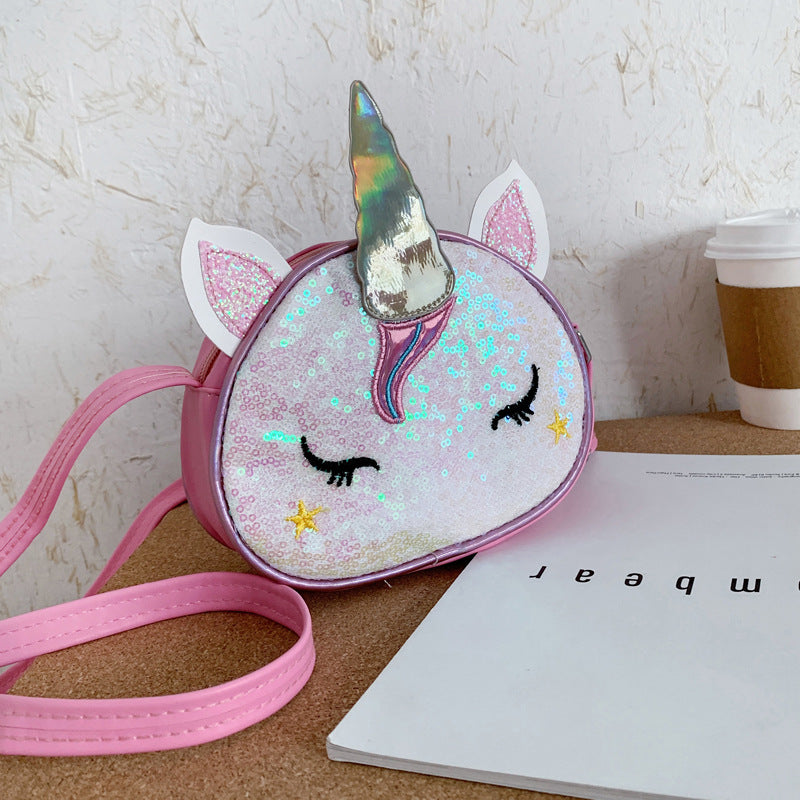 Children's Colorful Shiny Unicorn Cute Cartoon Stylish Children's Shoulder Bags