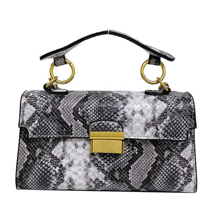 Women's Square Pouch Commuter Contrast Color Serpentine Shoulder Bags