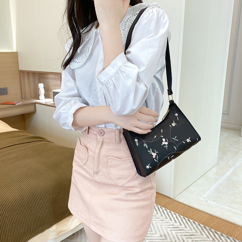 Women's Attractive Classy Korean Embroidery Underarm Shoulder Bags