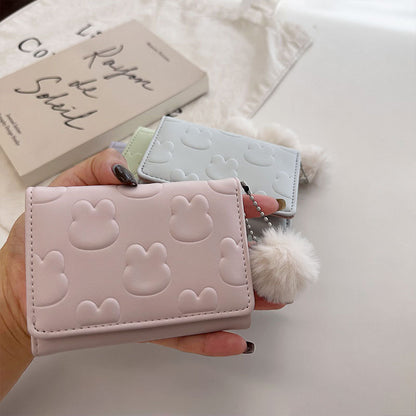 Cute Short Embossed Fluffy Balls Hanging Card Holder