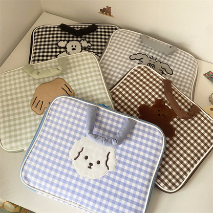 Sacs de rangement pour ordinateur portable à carreaux mignons de dessin animé