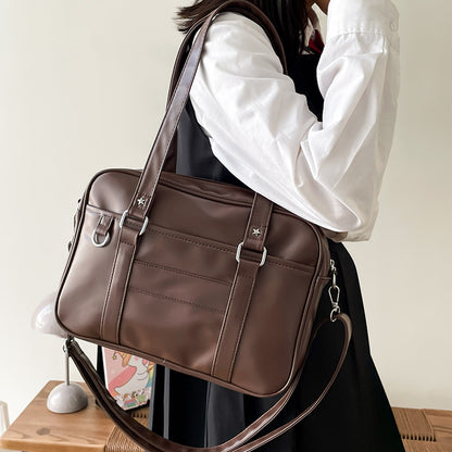 Women's College Style Uniform Class Commuter Solid Crossbody Bags