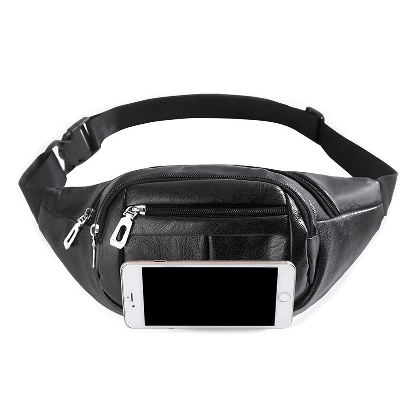 Men's Cross Body Soft Leather Stitching Trend Men's Waist Packs