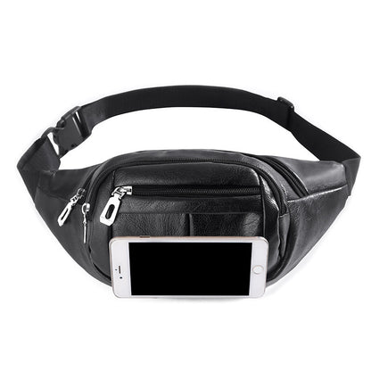 Men's Cross Body Soft Leather Stitching Trend Men's Waist Packs