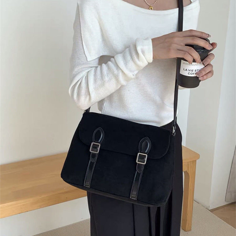 Women's Korean Style Niche Suede Retro Document Crossbody Bags