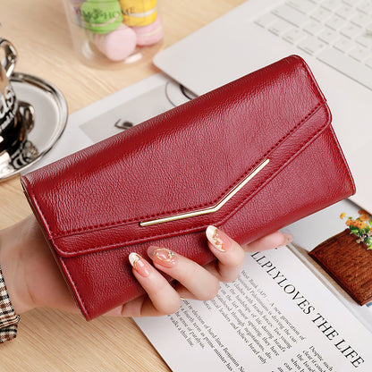 Women's Stitching Fashion Leather Korean Style Oil Ladies Wallets