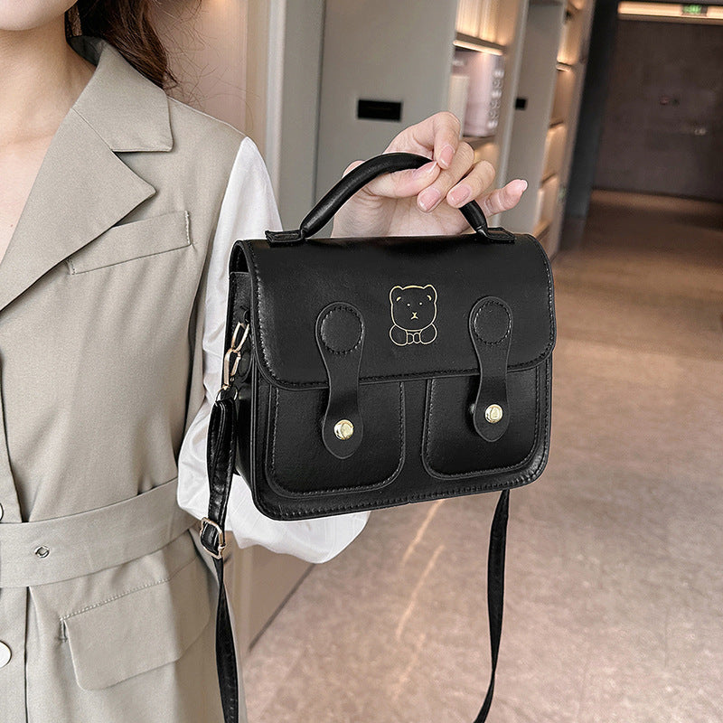 Cute Korean Style Fresh Preppy British Lazy Solid Shoulder Bags