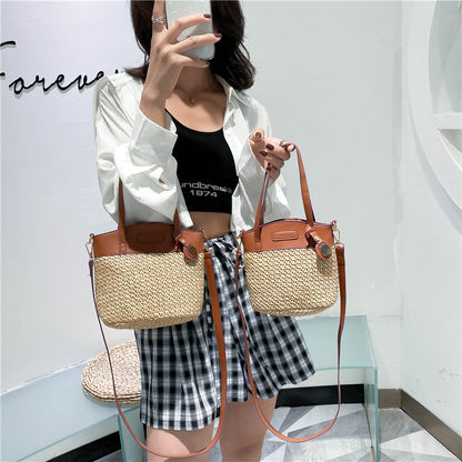 Slouchy Women's Fashion Straw Portable Beach Crossbody Bags