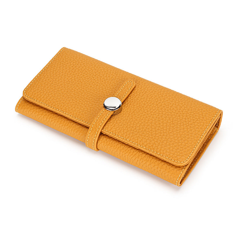 Women's Genuine Leather Folding Large Capacity Soft Ladies Wallets