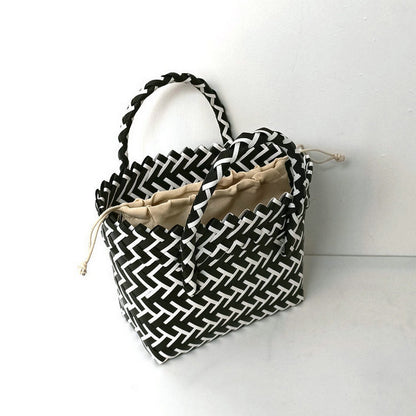 Women's Woven Color Matching Plastic Hand Gift Handbags