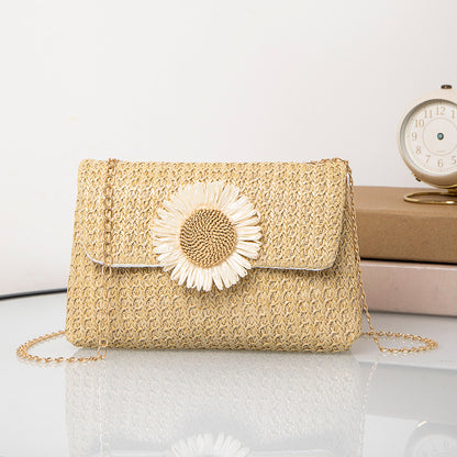 Women's Sweet Style Fashion Straw Daisy Twist Summer Crossbody Bags