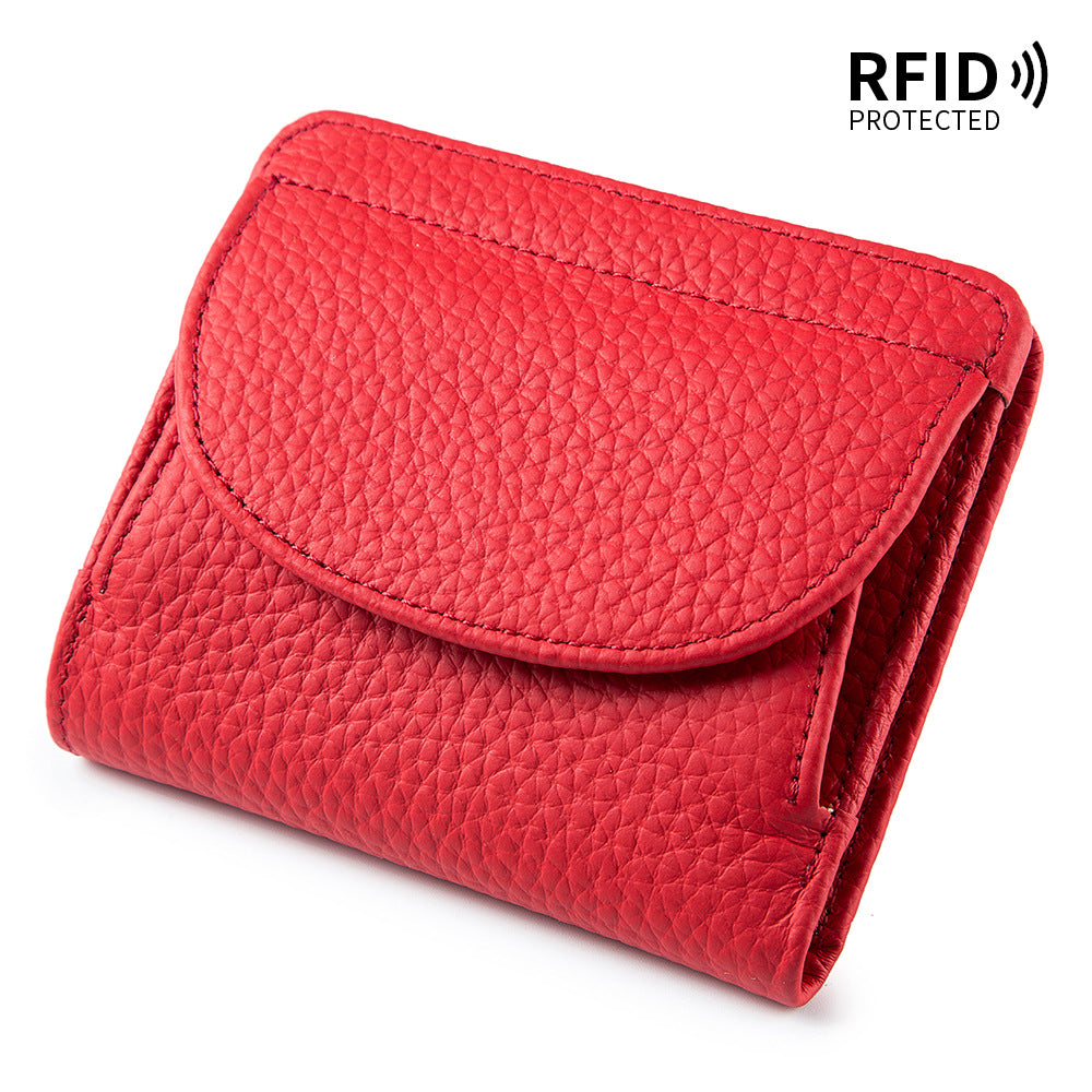 Women's Mini And Simple Style Folding Genuine Ladies Wallets