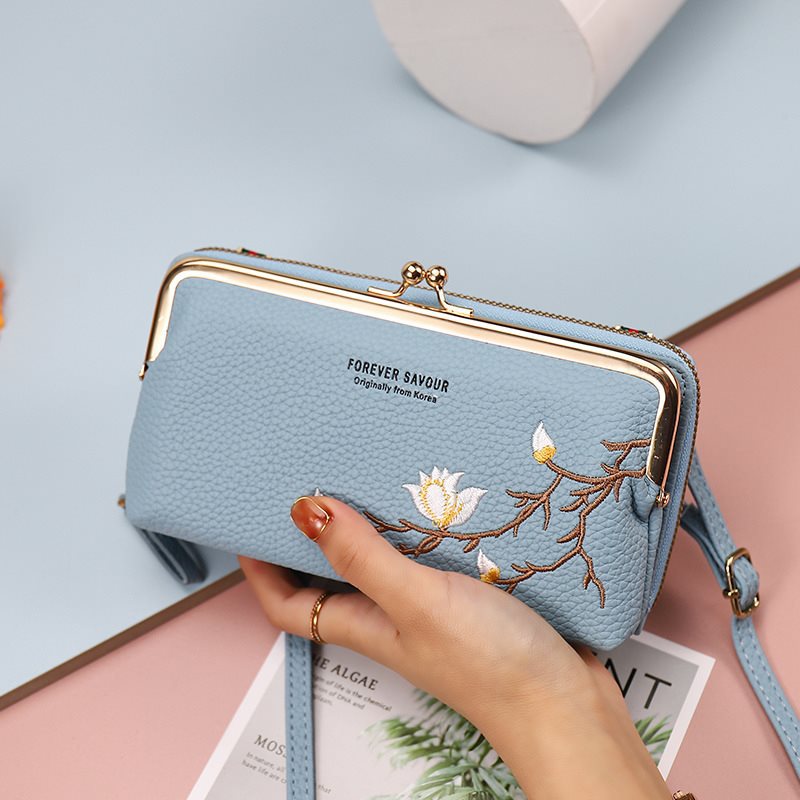 Petits sacs pour téléphone portable avec broderie florale intégrée pour femmes