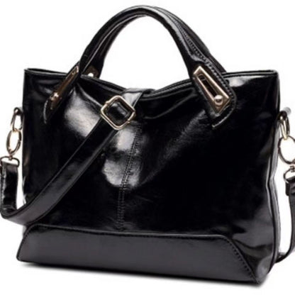 Women's Fashion Portable Oil Leather Tote Big Handbags