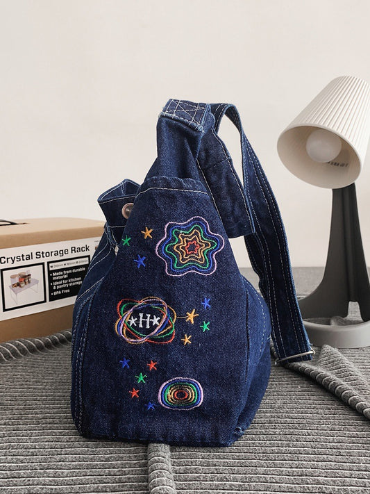 Korean Style Retro Denim Large Capacity Crossbody Bags