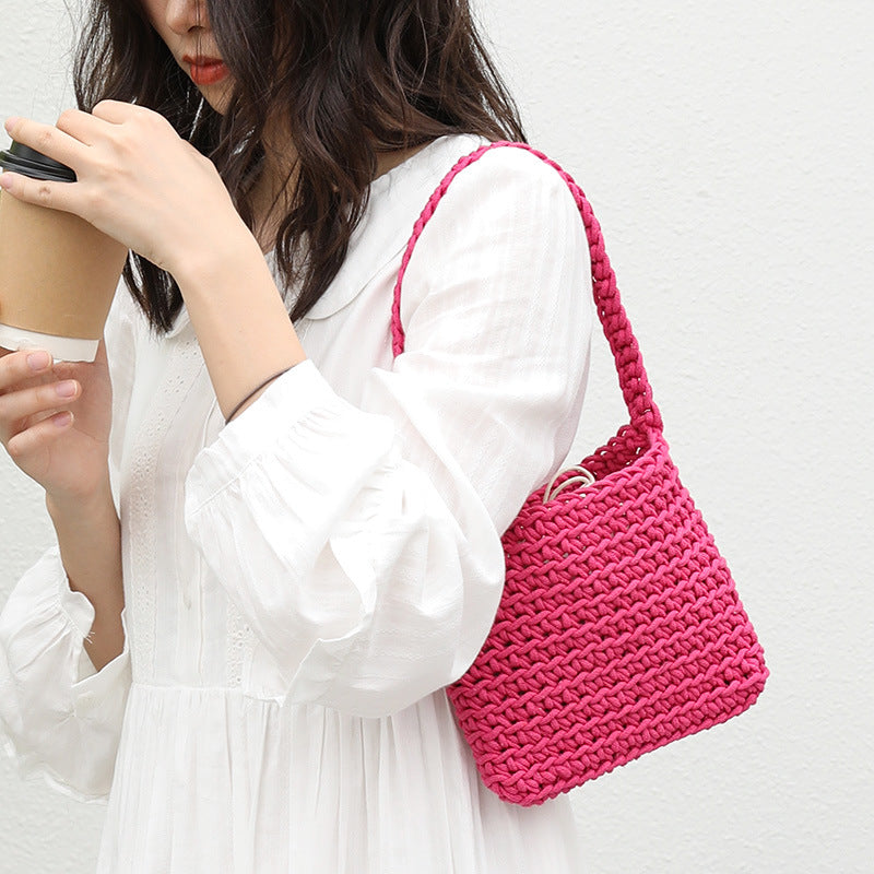 Women's Style Artistic Woven Fashion Cotton Thread Hollow Bags