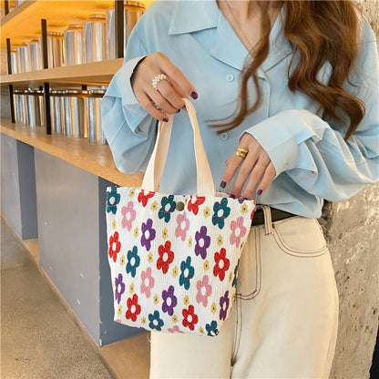 Women's Simple Cute Cloth Printed Lunch Handbags