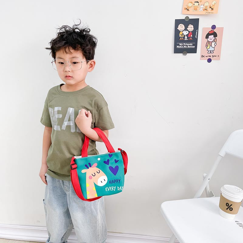 Sacs à bandoulière en toile pour enfants, motif dessin animé coréen, mignon, imprimé, pour garçons