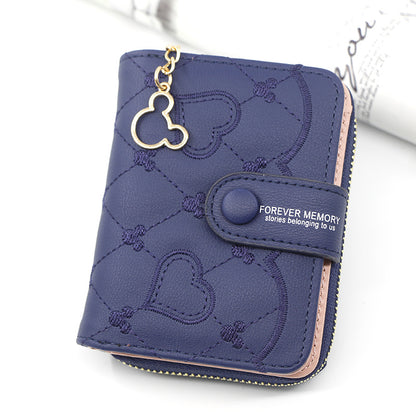 Women's Personalized Short Zipper Hasp Clutch Embroidered Ladies Wallets