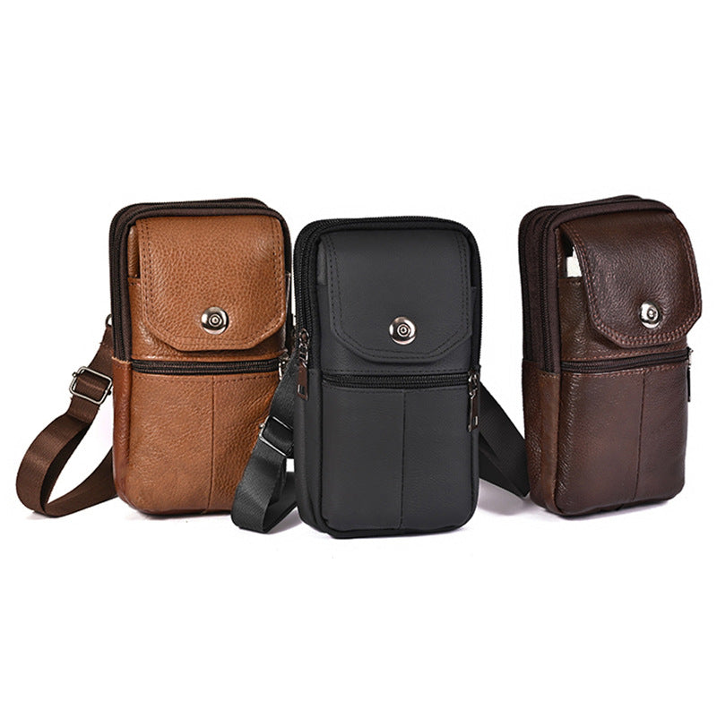 Sacs banane multifonctions en cuir de vache pour hommes, portables et tendance