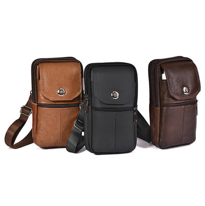 Sacs banane multifonctions en cuir de vache pour hommes, portables et tendance