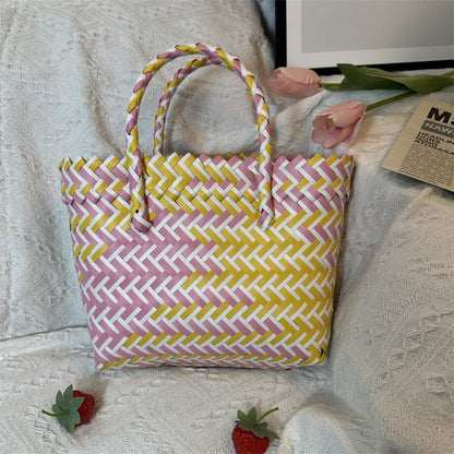 Women's Twill Hand-woven Woven Large Capacity Hand Handbags