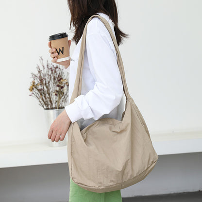 Women's Korean Style Nylon Simple Fashion Solid Color Fresh Crossbody Bags