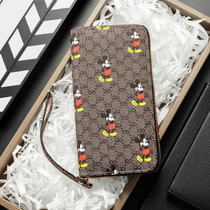 Women's Long Macaron Zipper Lychee Pattern Ladies Wallets