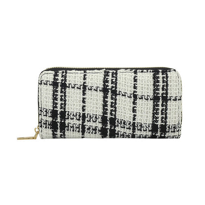 Pochette en coton et lin pour femme Portefeuilles pour femme à longue pince