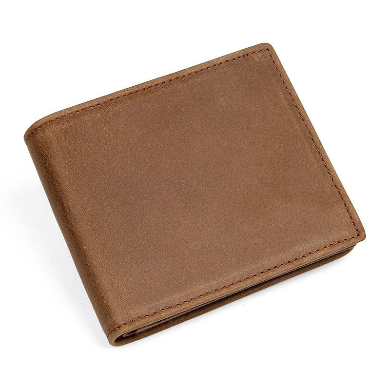 Men's Vintage Crazy Horse Leather Short Men's Wallets