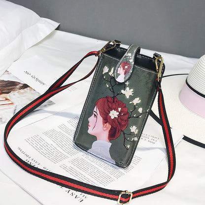 Women's Style Printed Cartoon Mobile Vertical Phone Bags