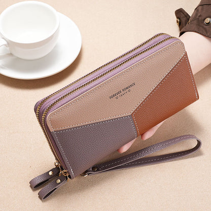 Women's Clutch Stitching Contrast Color Large Capacity Ladies Wallets