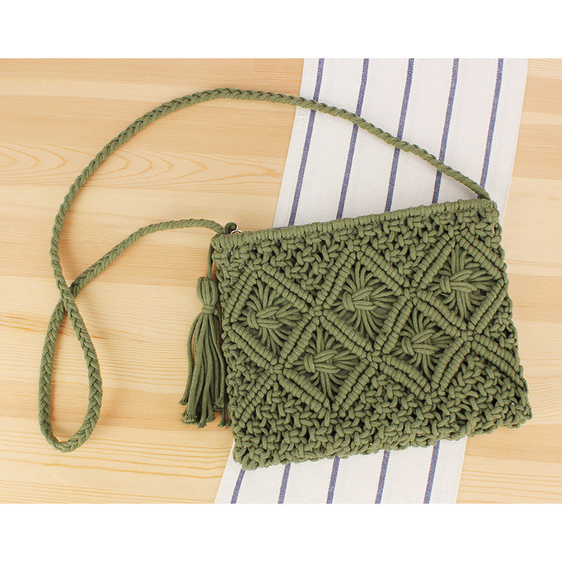 Simple Tassel Hand-held Straw Retro Woven Handbags