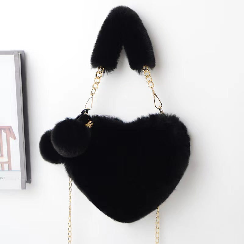 Women's Winter Versatile Korean Style Heart Shape Handbags